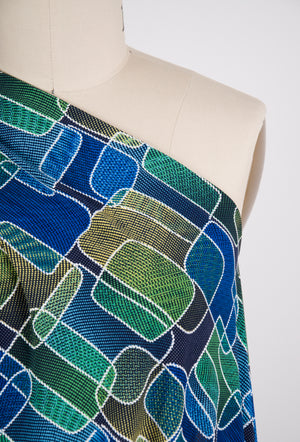Brazil Puff Jersey Knit - Emerald/Royal Print