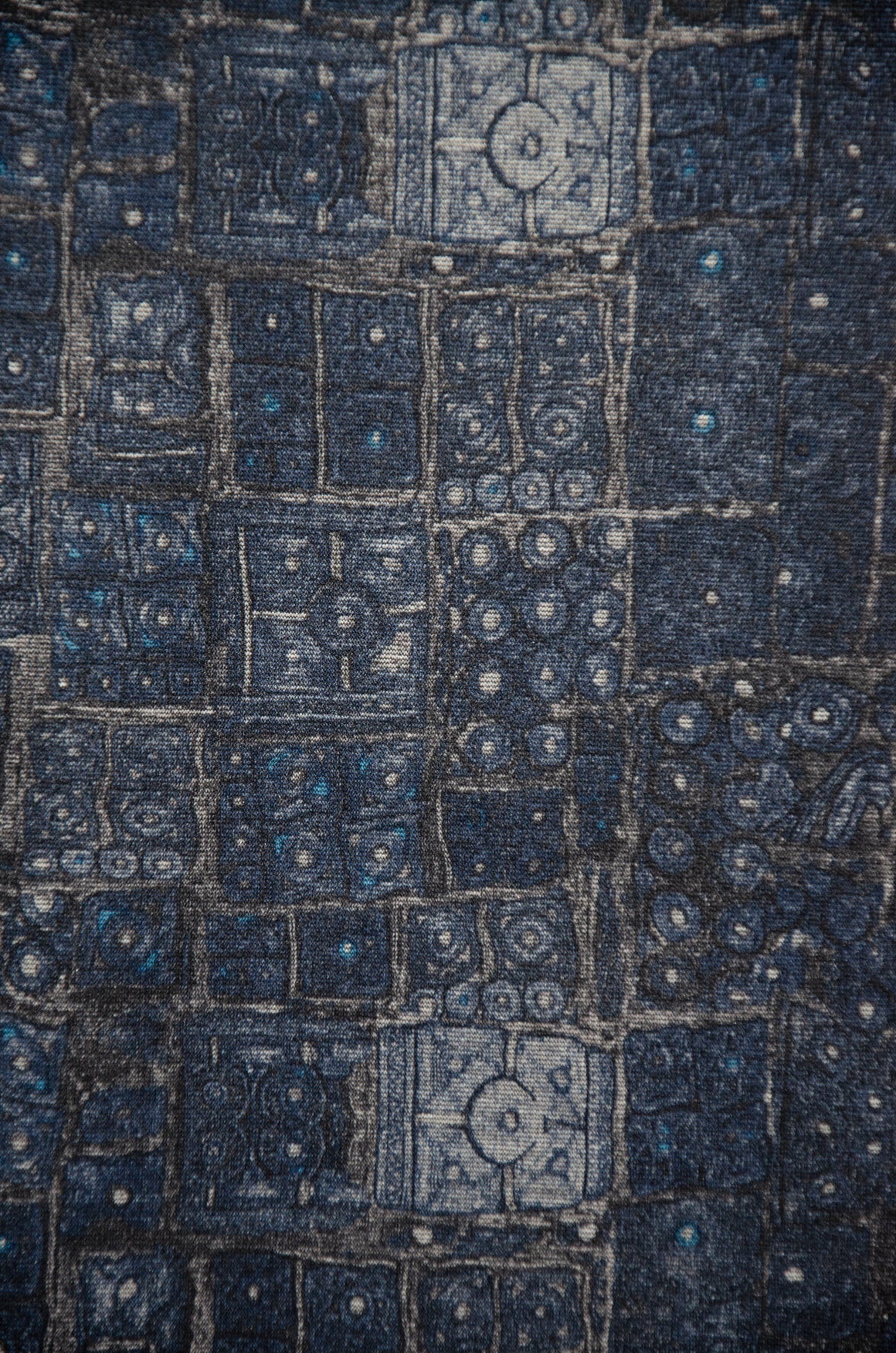Ponte Print Knit - Blue/Grey Square