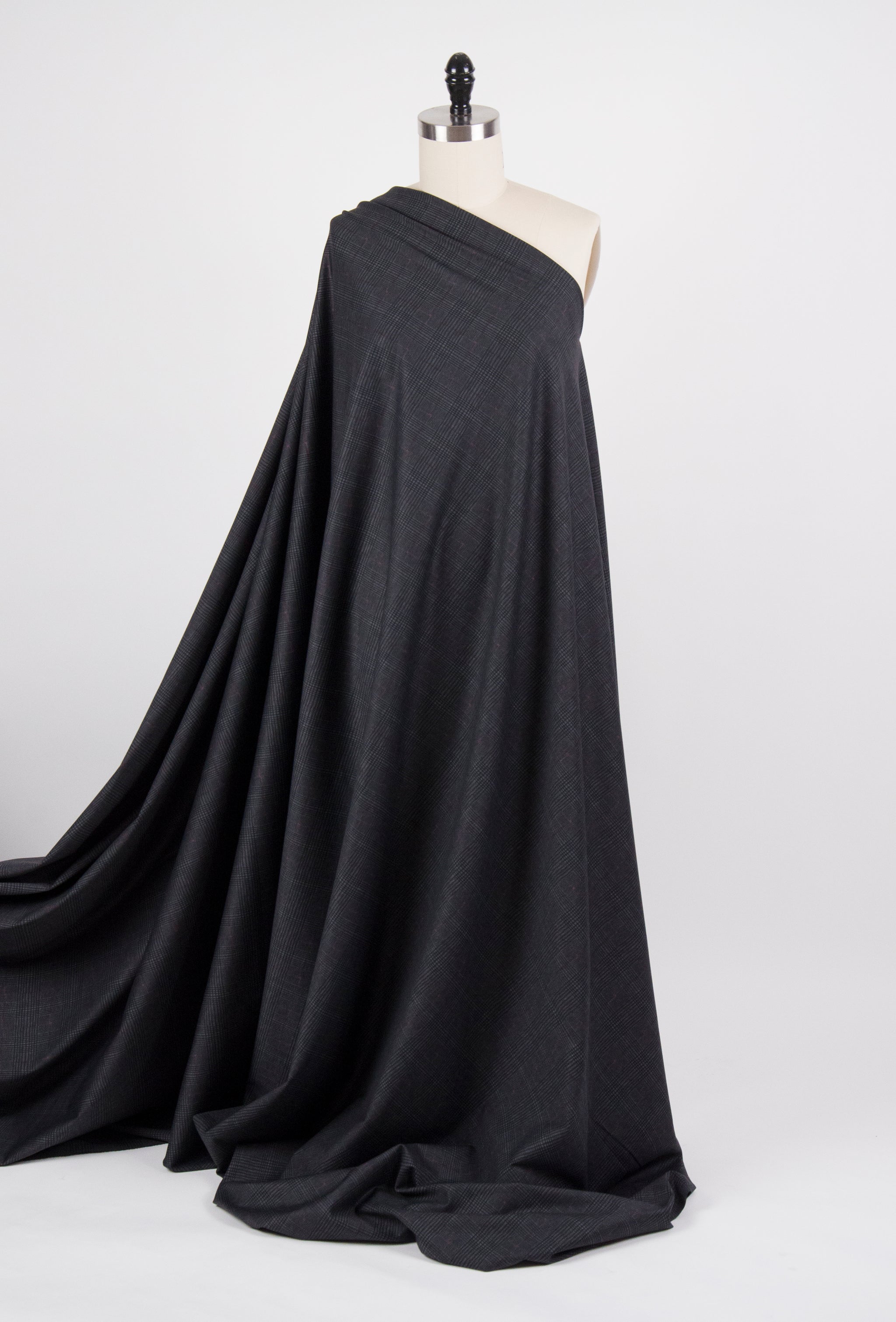 Ponte Print Knit Grey Plaid