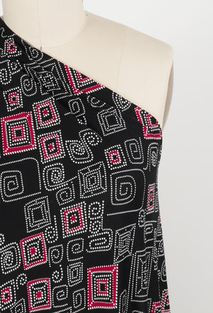 Rayon Jersey - Dakota Knit Print - Black/Red