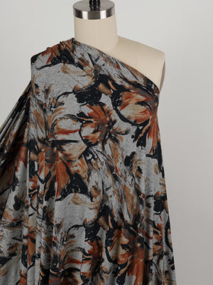 Rayon Jersey - Dakota Knit Print - Rust/Grey