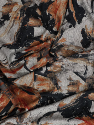 Rayon Jersey - Dakota Knit Print - Rust/Grey