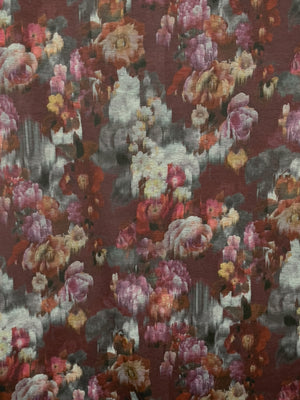 Digital Ponte Print Knit - Fuchsia/Burgundy Floral