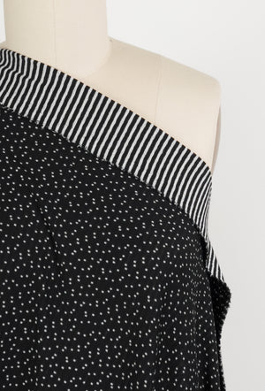 Poly Rayon Sweater Knit - Black Dot and Stripe (2 sided)