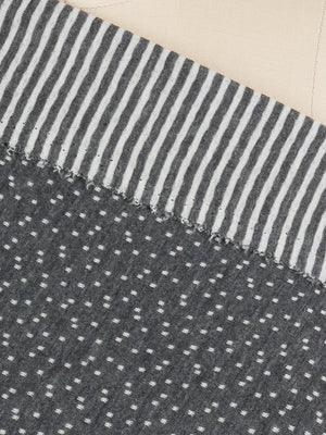 Poly Rayon Sweater Knit - Grey Dot and Stripe (2 sided)