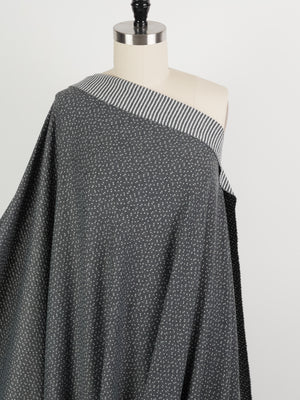 Poly Rayon Sweater Knit - Grey Dot and Stripe (2 sided)